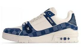 LOUIS VUITTON Sportbačiai žemi krepšinio/riedlenčių batai Unisex Balti Mėlyni 1ACPRW 44