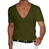 Men's T-Shirt Men's V-Neck Color Large Size Casual Short Sleeve T-Shirt L