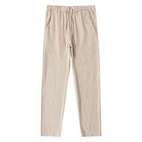 Casual Cotton Linen Pants Men Wide Leg Lightweight Baggy Cotton Sweatpants Male Walking Jogger Trousers Work M chaki