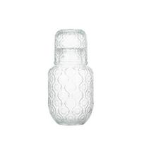 Retro vandens grafinas ir stiklinės rinkinys Atsparus karščiui 540 ml sulčiaspaudė su 145 ml stikline Reljefinės stiklinės arbatos puodelio rinkinys sultims, šaltai arbatai, vandeniui D