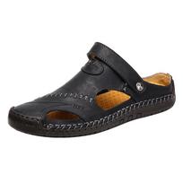 Lauko natūralios odos vasarinės basutės vyrams Lengvos romėniškos Didelio dydžio 38-48 Basutės vyriškos Minkštos neslystančios Laisvalaikio Sandalias 38 juoda