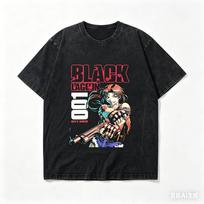 Black Lagoon Washed T shirt personality Clothes New Model Anime T-shirt Year round clothing Plus Size Unisex Streetwear soft tee L