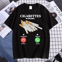 Cigaretė kviečia Juokingas rūkalių memė T-shirt Unisex Retro Humoro Laisvalaikio trumparankoviai grynos medvilnės viršutiniai drabužiai S