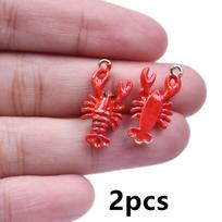 2/5pcs Red Crab/Lobster Charms For Jewelry Making Supplies Ocean Animal Pendants Glass/Enamel DIY Earrings Keychain Beach Charm brown