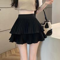 2025 Summer Double-Layer Pleated A-Line Mini Tutu Skirt - High Waist, Small Size XL juoda