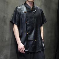 2025 Men Chinese Style Shirts Men Cross Collar Design Solid Simple Shirts Casual Streetwear Male Short Sleeved Blouse 4XL juoda