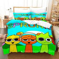 Sprunki Kids Single Duvet Cover Set with 2 Pillowcase 135 x 200 CM Duvet Cover 3D Printed Warm Gifts for Game Fans EU Single(135*200cm)3pcs