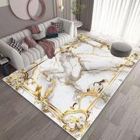 Nordic Light Luxury Carpet Living Room White Gold Color Decoration Sofa Area Non-slip Floor Mat Home Bedroom Hallway Soft Rugs 60*90cm