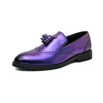 Violetiniai formalūs vyriški odiniai batai Brogue dideli dydžiai 38-48 madingi kutai vyriški odiniai batai vestuvėms socialiniam renginiui vyriški 38 violetinė
