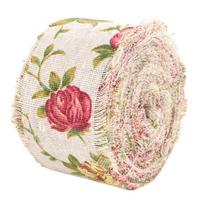Ribbon Printed Rose Flower Burlap Ribbon 10M 5CM Hessian Ribbon Soft Jute Jute Belt Handmade Crafts L