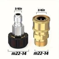 Aukšto slėgio plovimo įrenginio adapterių rinkinys M22 į 1/4  Rinkinys 14 mm į 1/4  - Aukštos kokybės žalvariniai ir plieniniai adapteriai jūsų sodo įrankiams. as the picture