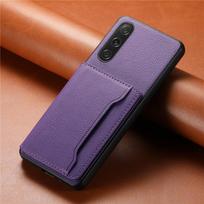 Prabangus daugiafunkcis PU odos piniginė telefono dėklas Coque Sony Xperia 1 5 10 IV 1V 10V 5III 1VII kortelių laikiklis dangtelis For Xperia 1 VII violetinė