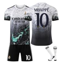 Vaikams Real Madrid Mbappe Futbolo Džersio Rinkinys, Pilkas, Sportinės Aprangos Rinkinys Treniruočių Varžybų Vienodas Kvėpuojantis Greitai Džiūstantis 120-130 CM pilka spalva