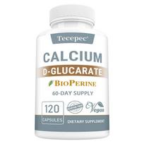 Kalcio D-gliukaratas 500 mg Maisto papildas, su Bioperinu 2,5 mg, 120 kapsulių