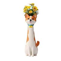 Handcrafted Quirky Dog Vase Whimsical Dog Flower Vase Slim Puppy Sculpture Decorative Vase for Desk Shelf Boho Home Decor Gifts for Dog Lovers B