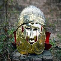 18GA žalvarinis viduramžių senovės romėnų šalmas su veido kauke Romėnų galų centurionas