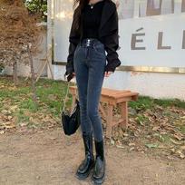 Slim-fit Jeans for Women Korean Version of Ultra-high Waist Nine-minute Hip Lift Skinny Stretch Pencil Pants S