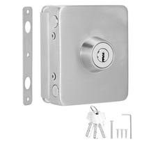Square Single Glass Door Lock Latch Stainless Iron Office Security Lock No Drilling white