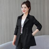 Spring Autumn Women's Trench Coat Short Coat Windbreaker  Korean Short Ladies Waist Cinching Solid Coat Women Double Bbreasted Outwear XXXL juoda