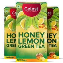Celest Lemon & Honey Green Tea 100 Tea Bags X Pack of 3 | Daily Detox & Refreshing Herbal Wellness