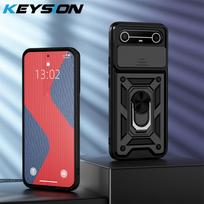 KEYSION Shockproof Armor Case for TECNO Pova Slim 5G Slide Camera Lens Protection Ring Stand Phone Back Cover for Spark Slim 4G for Pova Slim 5G juoda