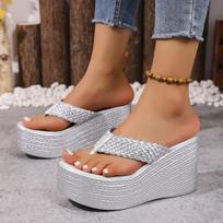 22 summer European and American solid color herringbone thick bottom slope heel sandals waterproof table slippers 35 sidabras