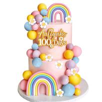 35 PCS Groovy Cake Toppers Boho Cake Topper Hippie Party Decorations with Flower Rainbow Balls for Girl Birthday Party Supplies