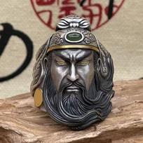 Men's Guan Gong Silver Adjustable Ring: Trendy Original Design