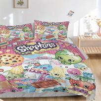 3 vnt. Shopkins namų dekoras patalynės komplektas-Universalus trijų dalių kostiumas miegamajam, svečių kambariui, svetainei, viešbučiui, šventinė dovana gerbėjams, kelionei, 135x200cm