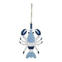Handmade Wooden Beach Hanging Ornaments Rustic Lobster Crab Turtle Marine Animal Decor Coastal Ocean Theme Wall Art with Hemp Rope for Home Living A