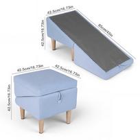 Split 2-In-1 Folding Dog Ramp Non-Slip Convertible Pet Stair Footstool for Small Large Senior Dog Bed Sofa Car Pet Safety Supply mėlyna