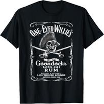 Vintage One-Eyed Willy's Pirate Rum With Lover Back Tee T-Shirt S juoda