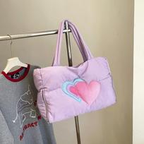 Large Capacity Puffer Tote Bag Soft Shopping Bag Work Bag Padded Handbag  Office violetinė