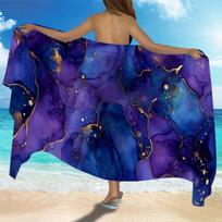 Purple Marble Print Sarong, Large Quick Dry Absorbent Beach Wrap for Travel Camping Easter W40*H60(CM)