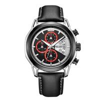 Kūrybiški MEGIR Chronograph Vyriški laikrodžiai Relogio Masculino Madingi Odiniai kvarciniai rankiniai laikrodžiai Vyriški Laikrodis Valandos Armijos kariniai laikrodžiai juoda