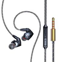 2020 m. į ausis įdedamos sportinės žaidimų ausinės su mikrofonu ir žemųjų dažnių garsiakalbio HIFI ausų kištukais T06, Bag juoda