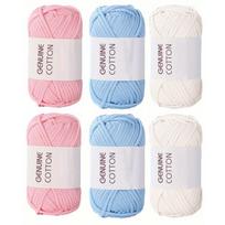6 vnt. Verpalai Minkštas Medvilnės ir Nailono Mišinys Lengvai Naudojami Verpalai Rankiniam Mezgimui Nėrimui Pradedantiesiems Nėrimo Verpalai 6pcs