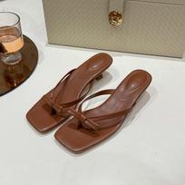 2025 Summer Women Butterfly-knot Clip Toe Flip Flop Fashion Dress Slide Shoes Ladies Concise Low Heel Slippers 35 šviesiai ruda spalva