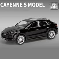 1:24 „Porsche Cayenne Turbo S“ lydinio automobilio modeliai Diecasts Metaliniai žaisliniai transporto priemonės Automobilio modelis Simuliacija Garsas Šviesa Kolekcija Vaikų dovana juoda
