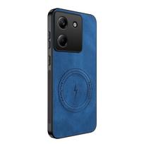For Poco M7 Pro prabangus magnetinis belaidžio įkrovimo telefono dėklas For Xiaomi Poco M7 Pro atsparus smūgiams matinės odos galinis dangtelis Poco M7 pro 5G mėlyna