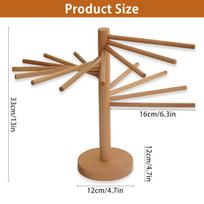 Collapsible Pasta Drying Rack Wooden Spaghetti Stand Dryer with 16 Suspension Rods Homemade Fresh Noodle Hanger Easy Storage