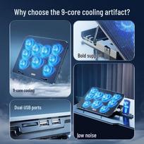 BIAZE A9C-9 9-Fan Laptop Cooling Stand with Phone Holder