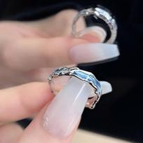 Enamel Drop Glaze Texture Love Live Ring Set Cold Wind Personality Female Niche Design Blue Ring Adjustable opening