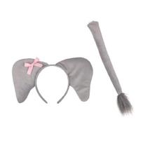 2 vnt. dramblio kostiumas Dramblio ausys lankelis ir uodegos rinkinys Gyvūno dramblio cosplay kostiumo aksesuarai Helovinui 1