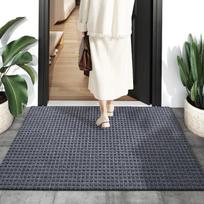Aige Entrance Door Mat, 60x90cm Gray Checkered