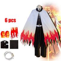 New Anime Demon Slayer Kimetsu No Yaiba Rengoku Kyoujurou Cosplay Kimono Costume Uniform Clothing for Halloween and Christmas 3XL