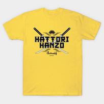Men Black Print T-shirt Hattori Hanzo No-Cut Transfer Paper Print Cotton Tshirt S geltona