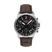 BAUHAUS Watch Chronograph Date Quartz Official Limited Distribution Aviation Tornado Pilot's Wristwatch, Import, (Black juoda