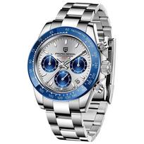 Pagani Design SEIKO Kvarcinis Daytona su Keramikiniu Elegantiškas Nerūdijančio Plieno Safyro PAGANI DESIGN Vyriškas Laikrodis, Japonijoje Pagamintas Mechanizmas, Chronografas, Dėklas, mėlyna
