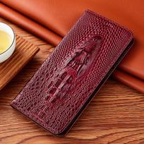 100% Cowhide Genuine Leather Case For POCO X8 Pro Max Redmi Turbo 5 Max 3D Crocodile Head Magnetic Card Pocket Wallet Cover Genuine Leather&Poco X8 Pro Max